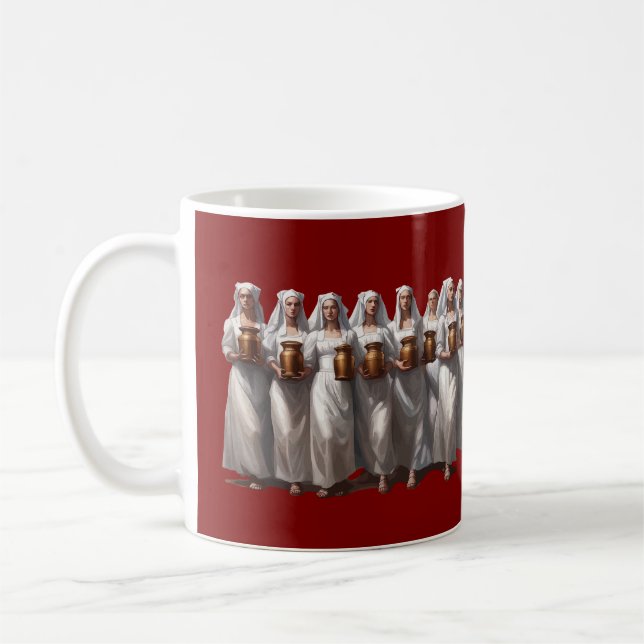 Caneca De Café Oito Criadas Ordenhando Recortadas (Esquerda)
