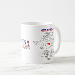 Caneca De Café Oklahoma estado americano em um mapa e informações