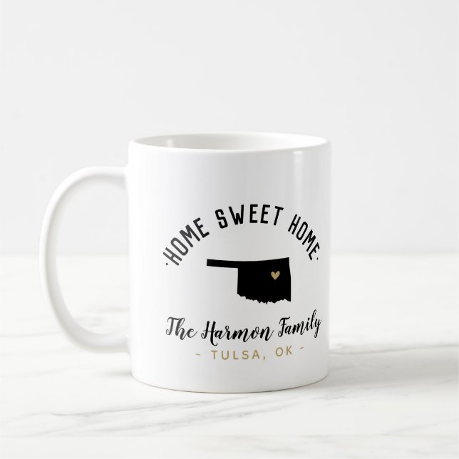 Caneca De Café Oklahoma Home Sweet Home Family Monograma Mug (Esquerda)