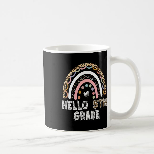 Caneca De Café Olá 5ª Série Leopardo Arco-íris Quinta Série Profe (Direita)