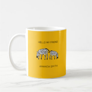 Caneca De Café Olá Amigo, Cute Africano Zebras Queniana