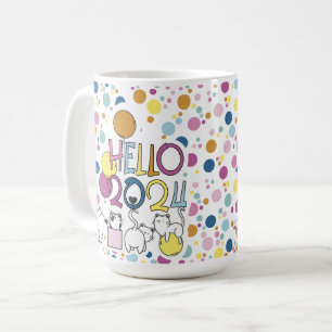 Caneca De Café Olá Ano Novo 2024 Com Brincadeiras