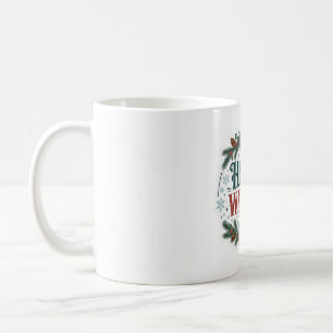 Caneca De Café Olá Arte de Floco de Neve de Natal Vintage de Inve