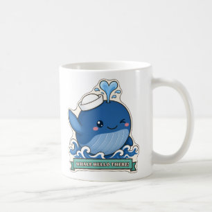 Caneca De Café Olá Baleia Aí Baleia Sorridente com Chapéu de Mari