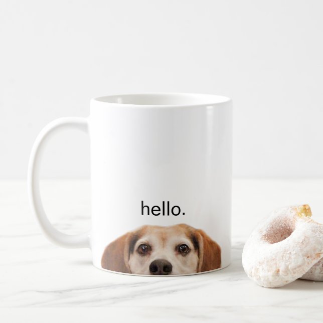 Caneca De Café Olá, Bonitinha Engraçada, Cachorro Moderno, Trendê (Com Donut)