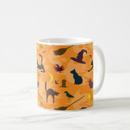 Caneca De Café Olá Bruxa - padrão contínuo de Halloween.