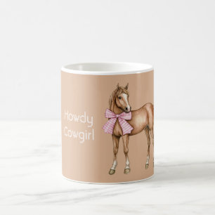 Caneca De Café Olá Cowgirl Cavalo Laço Rosa