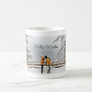 Caneca De Café Olá Foto do Casal de inverno