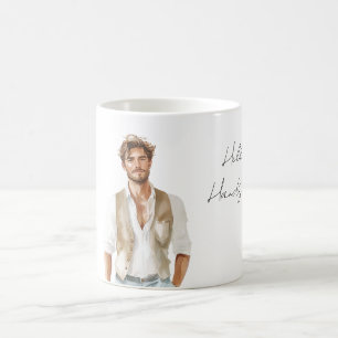 Caneca De Café Olá Homem Bonito Camisa Branca Colete Creme