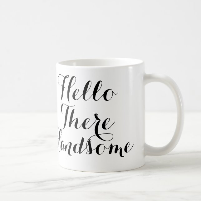 Caneca De Café Olá! lá considerável com roteiro preto/branco (Direita)