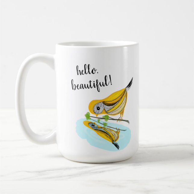 Caneca De Café Olá Linda Goldfinch Refletion Coffee Mug (Esquerda)
