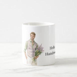 Caneca De Café Olá Lindíssimo Homem Flores de Lavanda