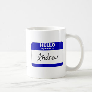 Caneca De Café Olá! meu nome é Andrew (azul)
