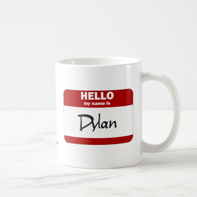 Caneca De Café Olá! meu nome é Dylan (vermelho) (Direita)