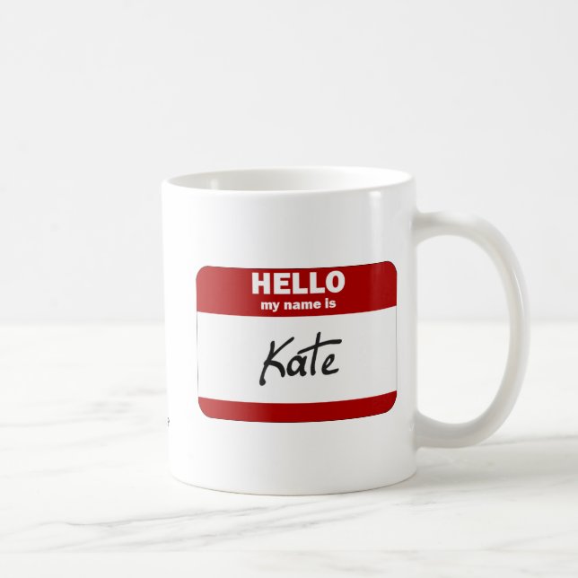 Caneca De Café Olá! meu nome é Kate (vermelho) (Direita)