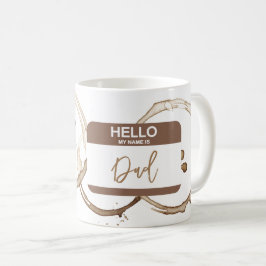 Caneca De Café Olá Meu nome é PAI Nametag Café Toques Diversão