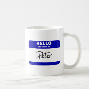 Caneca De Café Olá! meu nome é Peter (azul)
