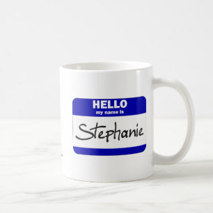 Caneca De Café Olá! meu nome é Stephanie (azul)