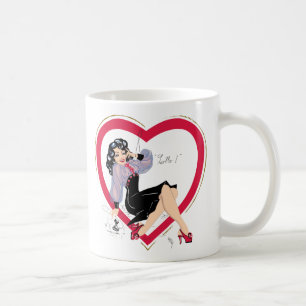Caneca De Café Olá Namorados Pin-Up Girl