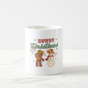 Caneca De Café Olá Natal Cowboy Boneco de Neve Ocidental Divertid
