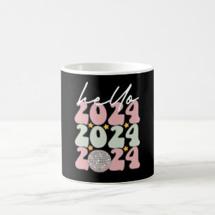 Caneca De Café Olá Natal de 2024 para o Feliz ano novo Groovy