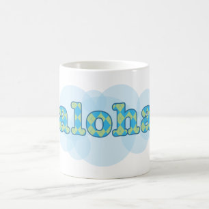 Caneca De Café Olá! no Hawaiian - Aloha com teste padrão do