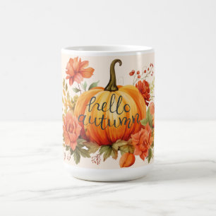 Caneca De Café Olá outono Pumpkin floral outono