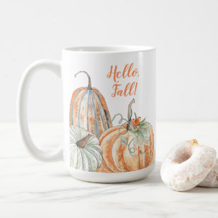 Caneca De Café Olá, outono Pumpkins Watercolor Autumn