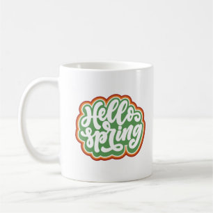 Caneca De Café olá primavera, tipografia colorida vintage primave