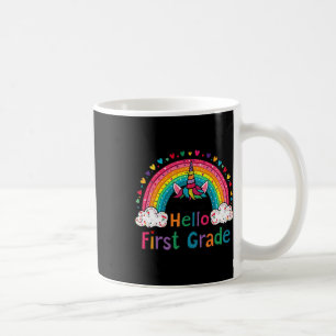 Caneca De Café Olá Primeiro Grau Arco-íris Unicórnio Fofo Profess