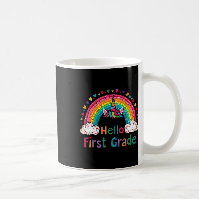 Caneca De Café Olá Primeiro Grau Arco-íris Unicórnio Fofo Profess (Direita)