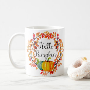 Caneca De Café "Olá Pumpkin!" Autumn Wreath Coffee