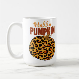 Caneca De Café Olá Pumpkin - Impressão Leopardo de Queda
