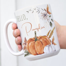 Caneca De Café Olá Pumpkin Rustic Autumn Watercolor