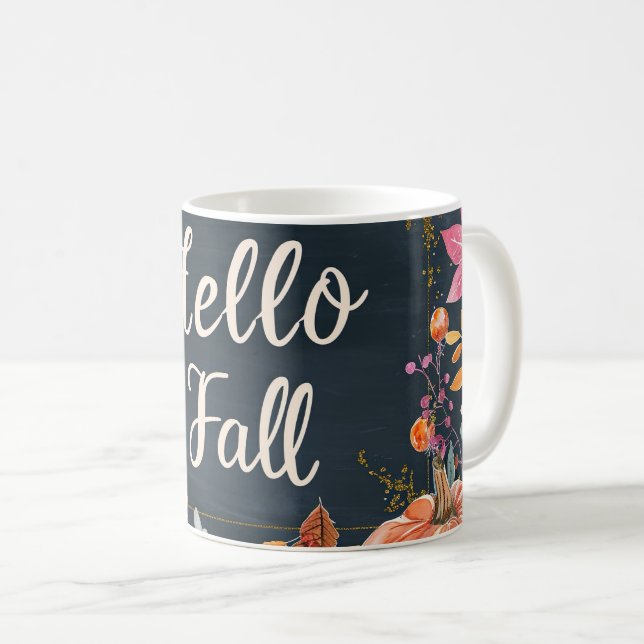 Caneca De Café Olá, Queda com flores (Frente Esquerda)
