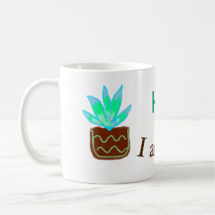 Caneca De Café Olá, sou Lily Cacto Suculto, adicione nome aquarel