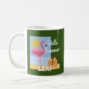 Caneca De Café Olá Summer Pink Flamingo Design - Clássica Mug