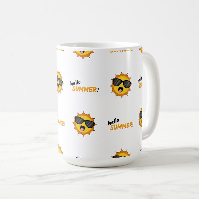 Caneca De Café Olá Summer Sun com óculos de sol (Frente Esquerda)