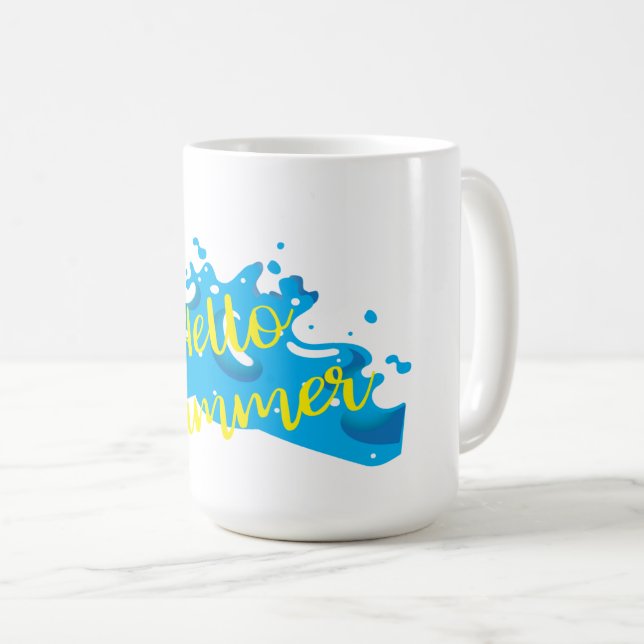 Caneca De Café Olá Summer, Waves Graphic, Legal Branco (Frente Esquerda)