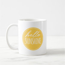 Olá Sunshine White Typografia Amarelo Sun Mug