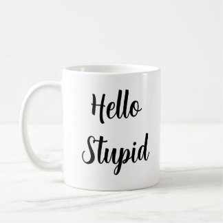 Caneca De Café Olá, Tipografia Negra Estúpida Personalizada