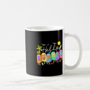 Caneca De Café Olá Verão Cor Frio Colorido Picolé Gráfico Verão