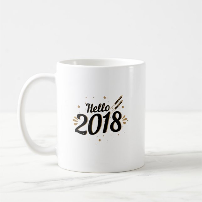 Caneca De Café Olá! véspera de ano novo 2018 (Esquerda)