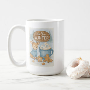 Caneca De Café Olá Winter.Cozy Reindeer, Cacau Quente, Pão Ginger