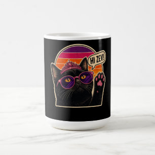 Caneca De Café Olá Zev! Princesa Gato Preto Retro Óculos de Sol O