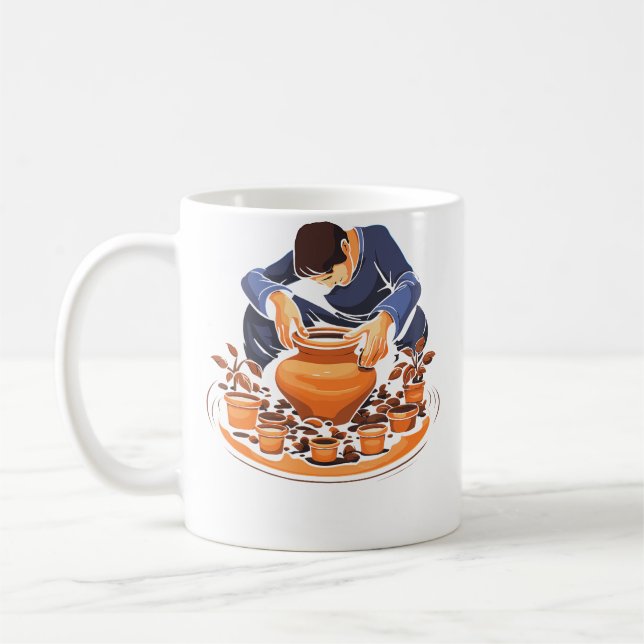Caneca De Café Olaria Argila Cerâmica Oleiro Artista de Cerâmica (Esquerda)