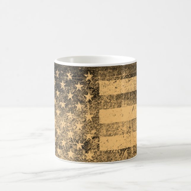 Caneca De Café Old American Flag Grunge (Centro)