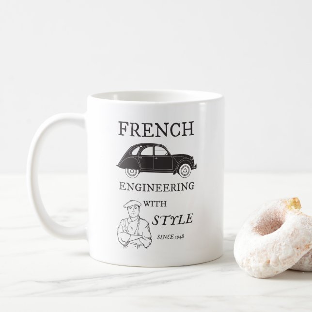 Caneca De Café Oldtimer 2cv French engineering Retro (Com Donut)