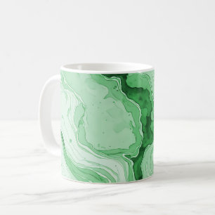 Caneca De Café Olhar Ágata Verde Floresta Druzy