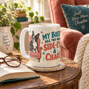 Caneca De Café Olhar de Esquina Personalizado de Boston Terrier e